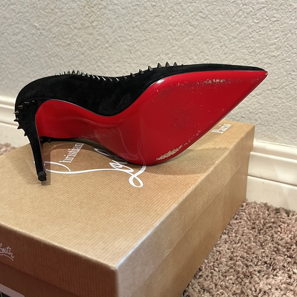 Christian Louboutin Anjalina 100 Veau Velours Black Gun Size 37 - Picture 5 of 9